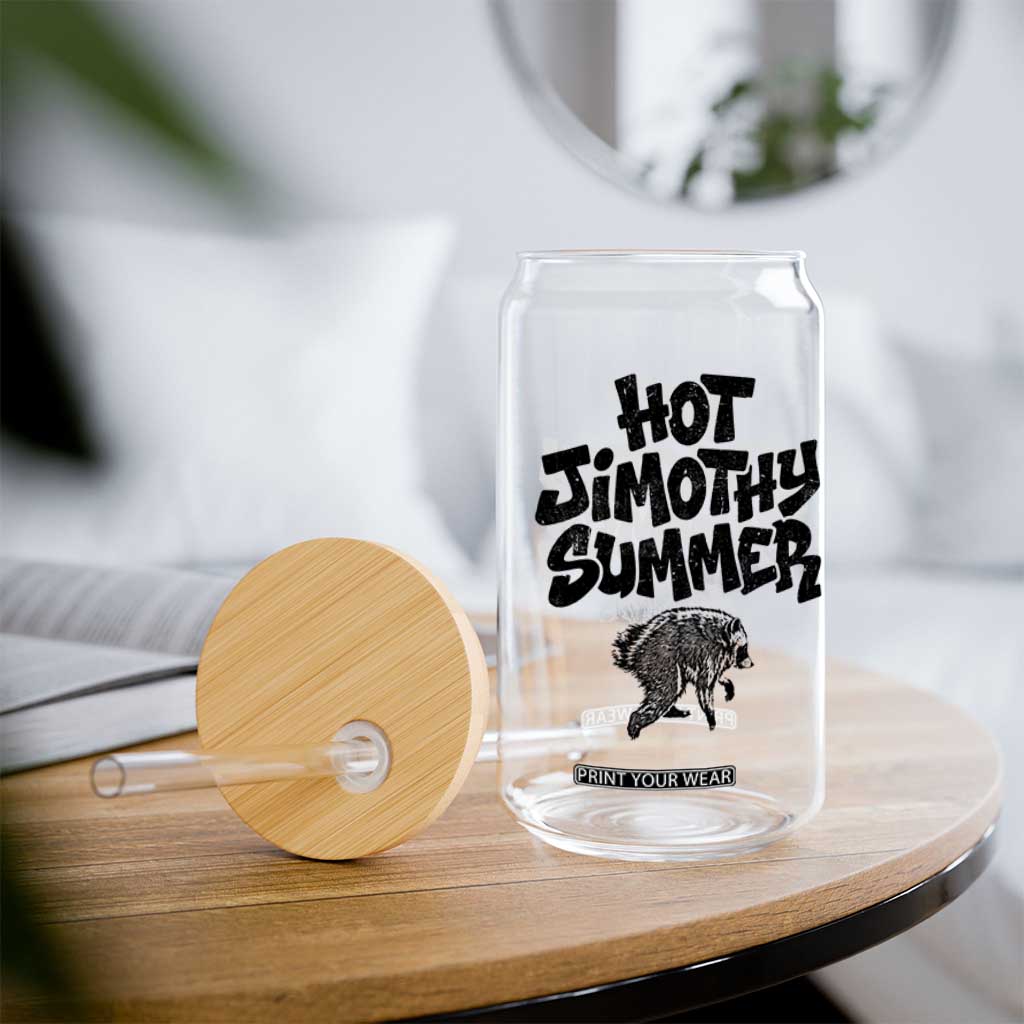 Hot Jimothy Summer Funny Viral Seattle Raccoon Graphic Glass Can Viral Trash Panda Meme