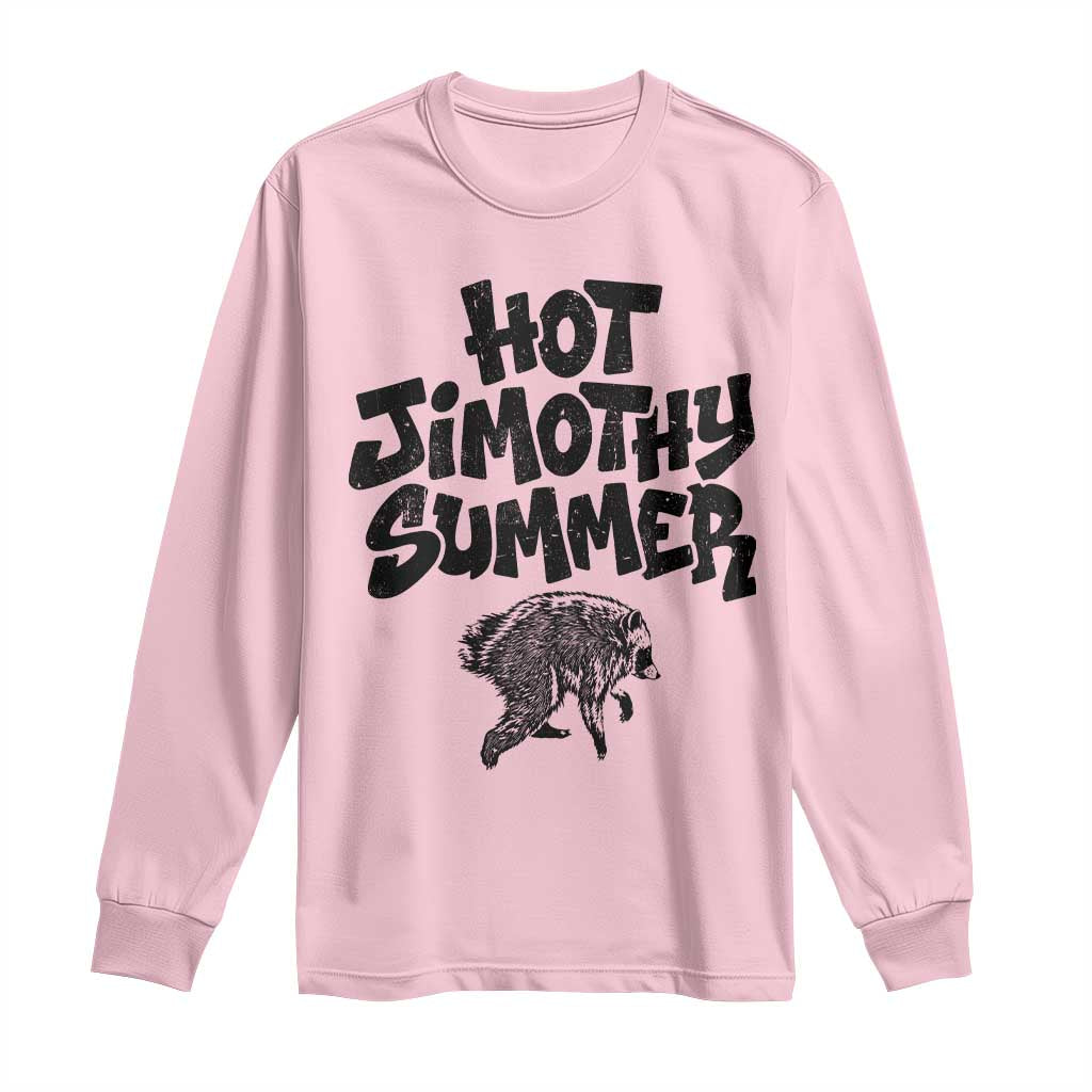 Hot Jimothy Summer Funny Viral Seattle Raccoon Graphic Long Sleeve Shirt Viral Trash Panda Meme TS02 Light Pink Print Your Wear