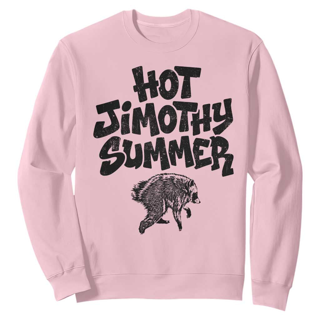 Hot Jimothy Summer Funny Viral Seattle Raccoon Graphic Sweatshirt Viral Trash Panda Meme TS02 Light Pink Print Your Wear