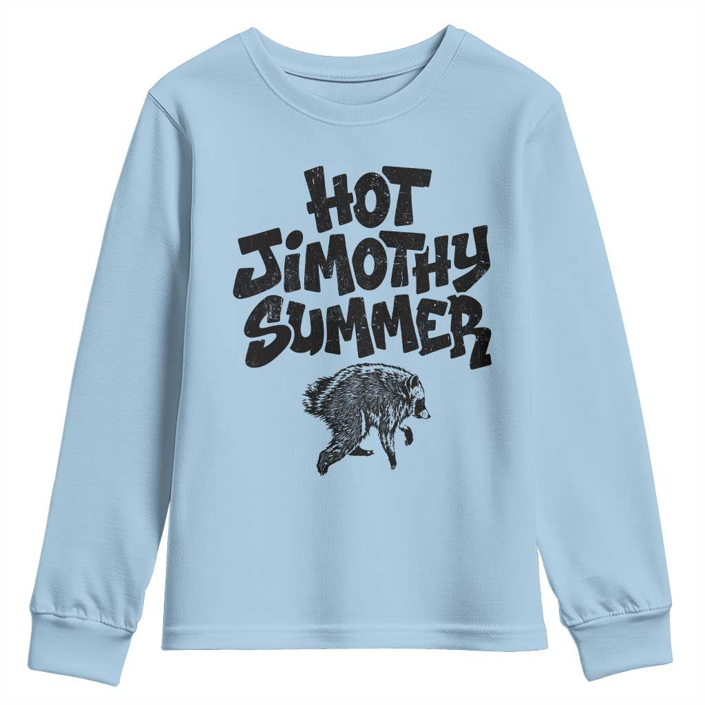 Hot Jimothy Summer Funny Viral Seattle Raccoon Graphic Youth Sweatshirt Viral Trash Panda Meme TS02 Light Blue Print Your Wear