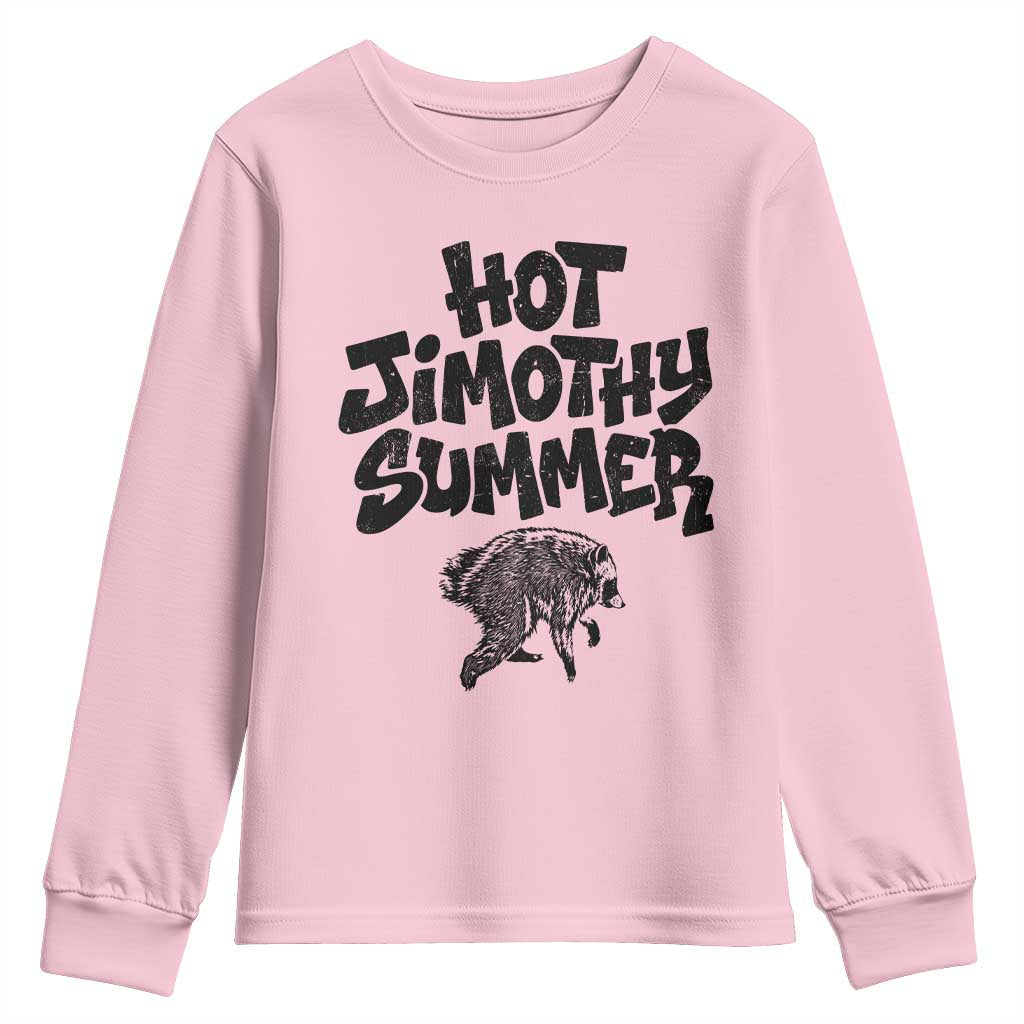 Hot Jimothy Summer Funny Viral Seattle Raccoon Graphic Youth Sweatshirt Viral Trash Panda Meme TS02 Light Pink Print Your Wear