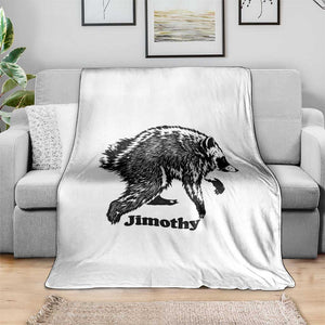 Jimothy Viral Seattle Raccoon Vintage Woodcut Style Graphic Throw Blanket Funny Trash Panda Wildlife Meme