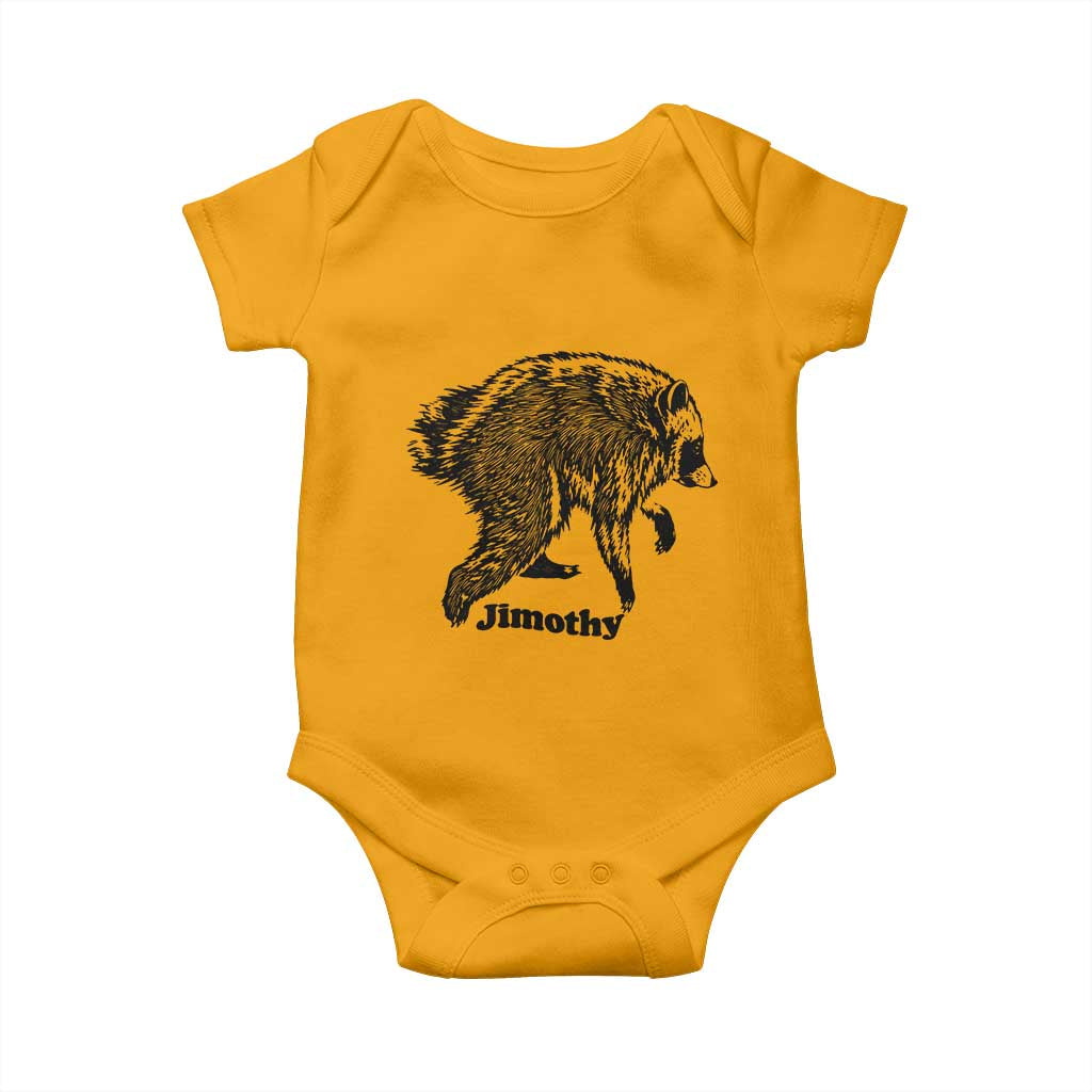 Jimothy Viral Seattle Raccoon Vintage Woodcut Style Graphic Baby Onesie Funny Trash Panda Wildlife Meme TS02 Gold Print Your Wear