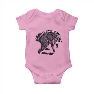 Jimothy Viral Seattle Raccoon Vintage Woodcut Style Graphic Baby Onesie Funny Trash Panda Wildlife Meme TS02 Light Pink Print Your Wear