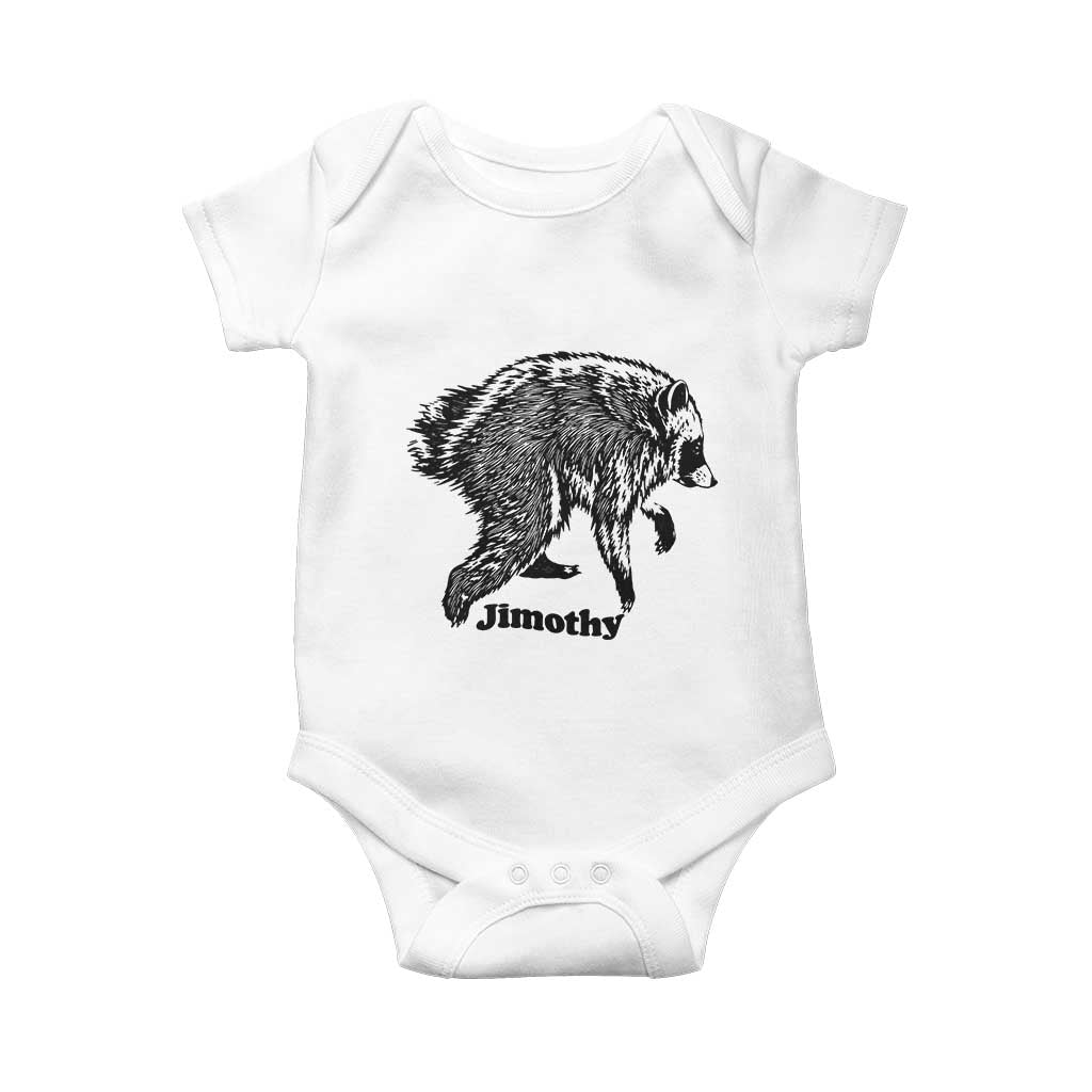 Jimothy Viral Seattle Raccoon Vintage Woodcut Style Graphic Baby Onesie Funny Trash Panda Wildlife Meme TS02 White Print Your Wear