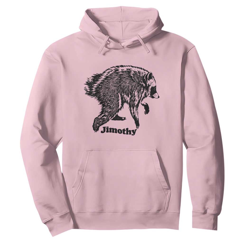 Jimothy Viral Seattle Raccoon Vintage Woodcut Style Graphic Hoodie Funny Trash Panda Wildlife Meme TS02 Light Pink Print Your Wear