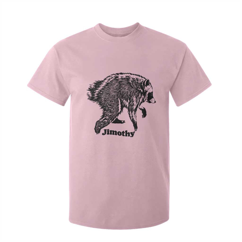 Jimothy Viral Seattle Raccoon Vintage Woodcut Style Graphic T Shirt For Kid Funny Trash Panda Wildlife Meme TS02 Light Pink Print Your Wear