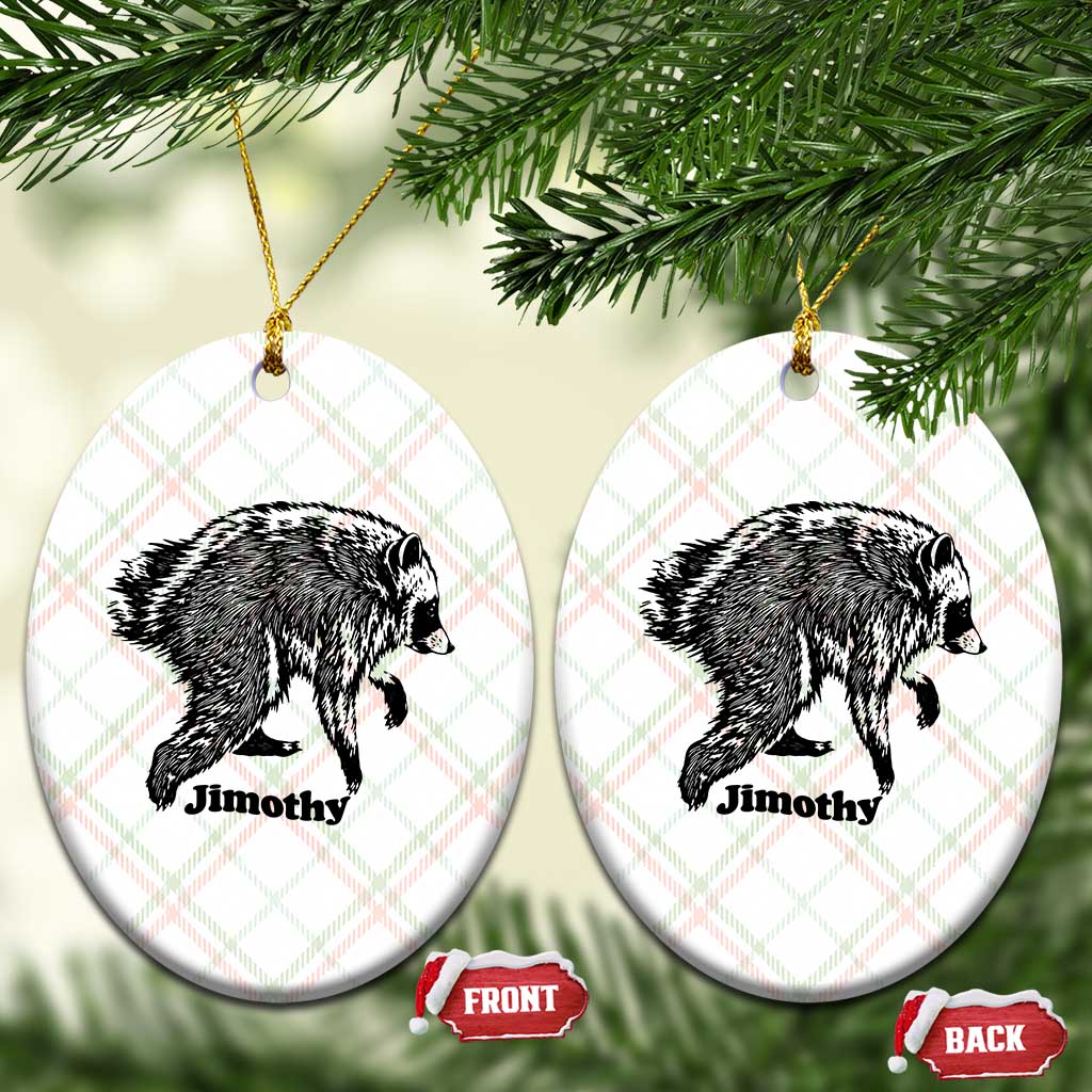 Jimothy Viral Seattle Raccoon Vintage Woodcut Style Graphic Ceramic Ornament Funny Trash Panda Wildlife Meme