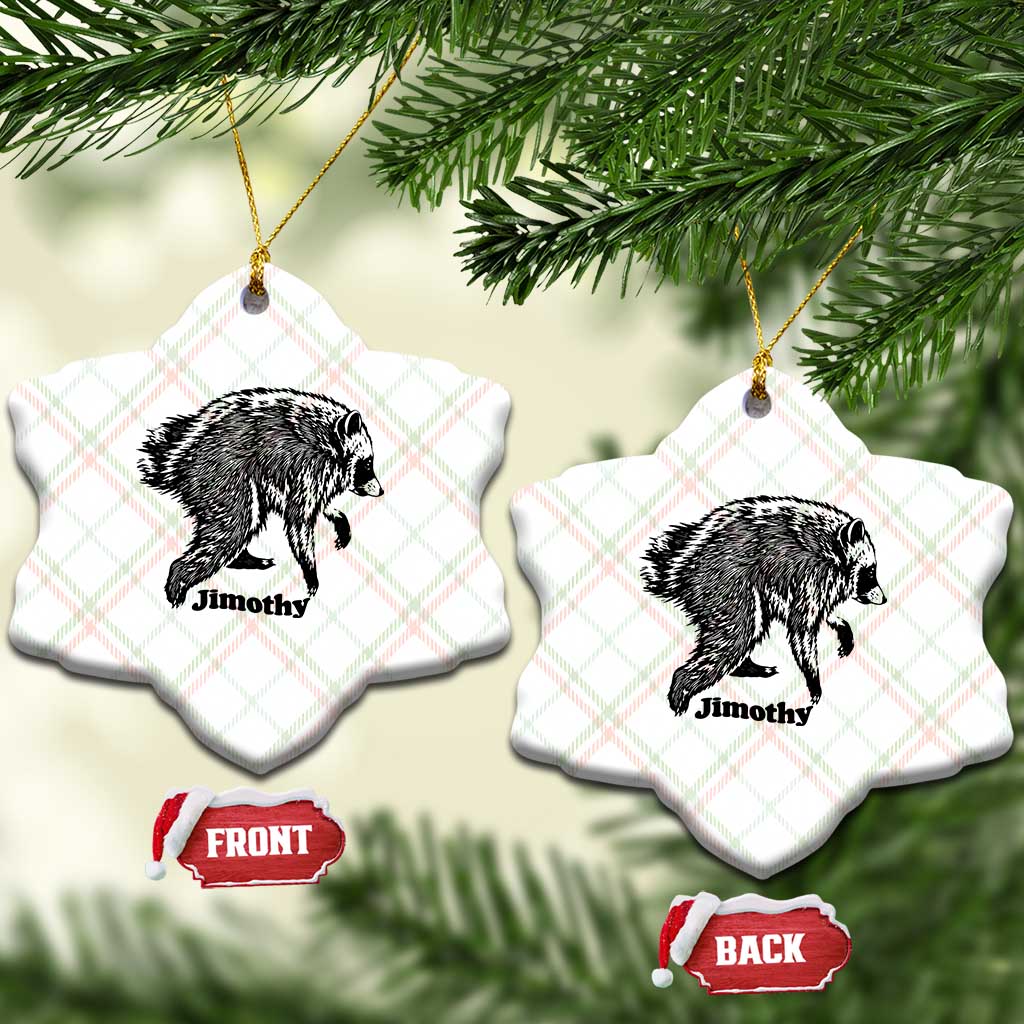 Jimothy Viral Seattle Raccoon Vintage Woodcut Style Graphic Ceramic Ornament Funny Trash Panda Wildlife Meme