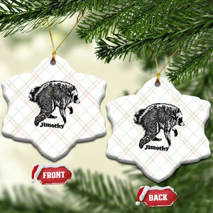 Jimothy Viral Seattle Raccoon Vintage Woodcut Style Graphic Ceramic Ornament Funny Trash Panda Wildlife Meme
