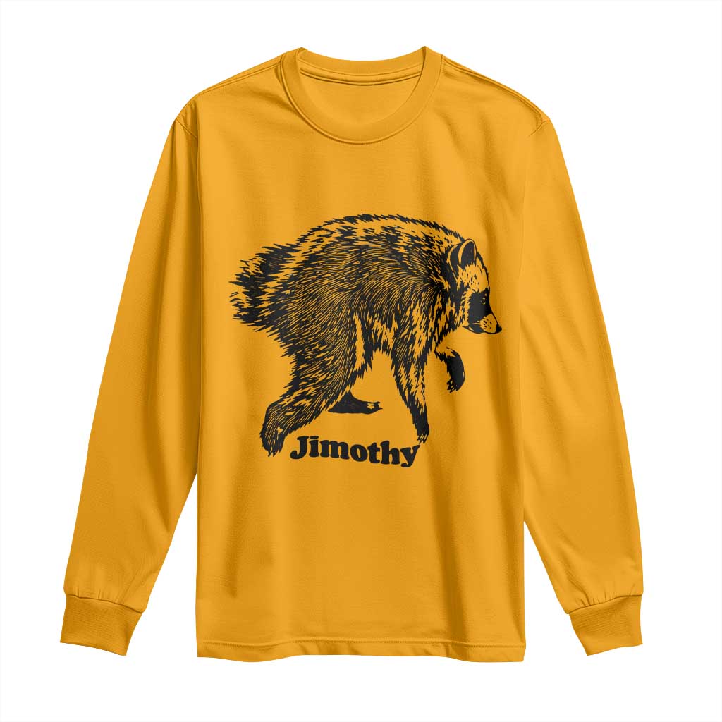 Jimothy Viral Seattle Raccoon Vintage Woodcut Style Graphic Long Sleeve Shirt Funny Trash Panda Wildlife Meme TS02 Gold Print Your Wear