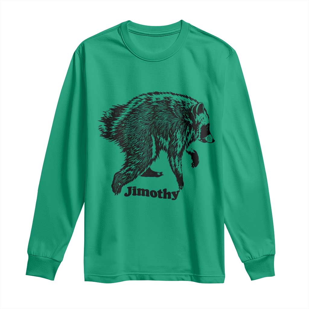 Jimothy Viral Seattle Raccoon Vintage Woodcut Style Graphic Long Sleeve Shirt Funny Trash Panda Wildlife Meme TS02 Irish Green Print Your Wear