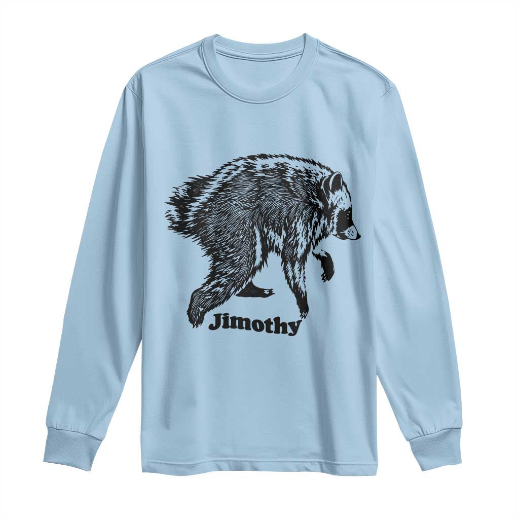 Jimothy Viral Seattle Raccoon Vintage Woodcut Style Graphic Long Sleeve Shirt Funny Trash Panda Wildlife Meme TS02 Light Blue Print Your Wear