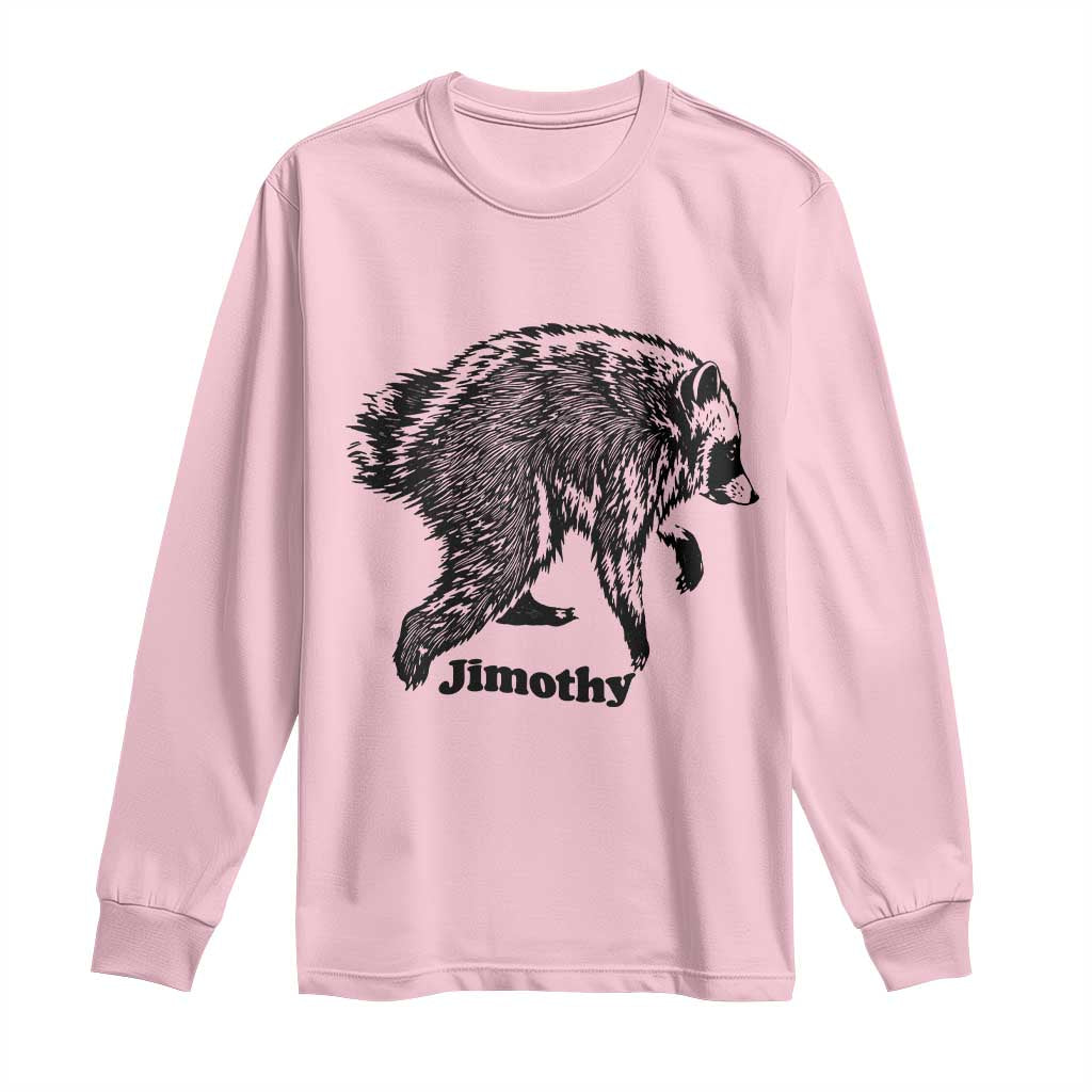 Jimothy Viral Seattle Raccoon Vintage Woodcut Style Graphic Long Sleeve Shirt Funny Trash Panda Wildlife Meme TS02 Light Pink Print Your Wear