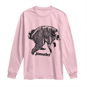 Jimothy Viral Seattle Raccoon Vintage Woodcut Style Graphic Long Sleeve Shirt Funny Trash Panda Wildlife Meme TS02 Light Pink Print Your Wear