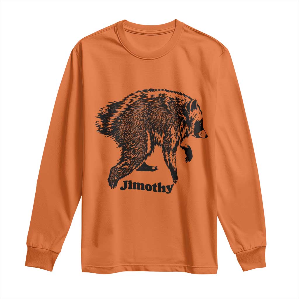 Jimothy Viral Seattle Raccoon Vintage Woodcut Style Graphic Long Sleeve Shirt Funny Trash Panda Wildlife Meme TS02 Orange Print Your Wear