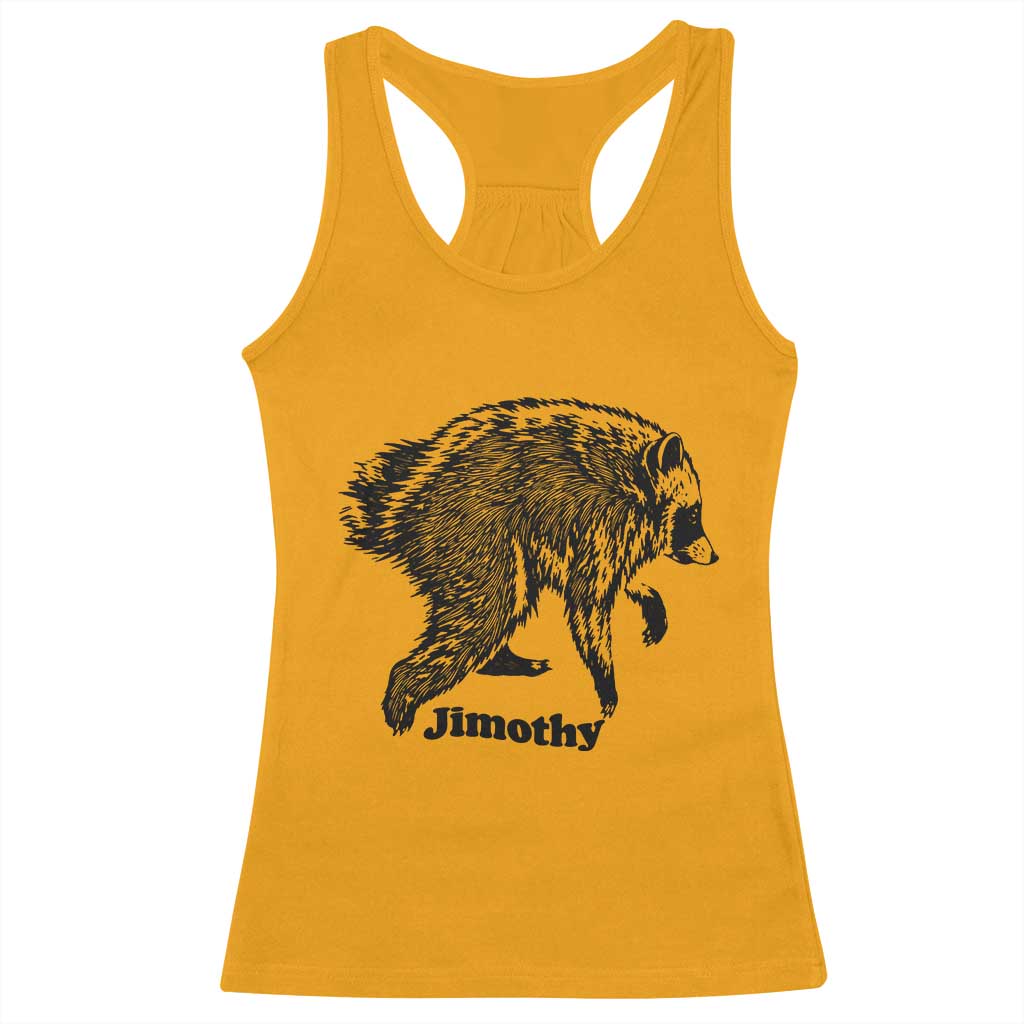 Jimothy Viral Seattle Raccoon Vintage Woodcut Style Graphic Racerback Tank Top Funny Trash Panda Wildlife Meme TS02 Gold Print Your Wear