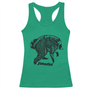Jimothy Viral Seattle Raccoon Vintage Woodcut Style Graphic Racerback Tank Top Funny Trash Panda Wildlife Meme TS02 Irish Green Print Your Wear