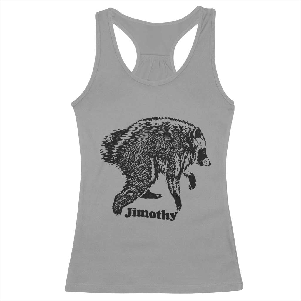 Jimothy Viral Seattle Raccoon Vintage Woodcut Style Graphic Racerback Tank Top Funny Trash Panda Wildlife Meme TS02 Sport Gray Print Your Wear