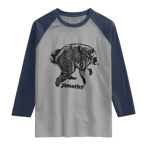 Jimothy Viral Seattle Raccoon Vintage Woodcut Style Graphic Raglan Shirt Funny Trash Panda Wildlife Meme