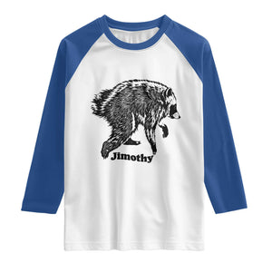 Jimothy Viral Seattle Raccoon Vintage Woodcut Style Graphic Raglan Shirt Funny Trash Panda Wildlife Meme
