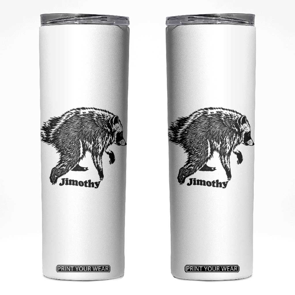 Jimothy Viral Seattle Raccoon Vintage Woodcut Style Graphic Skinny Tumbler Funny Trash Panda Wildlife Meme TS02 White Print Your Wear