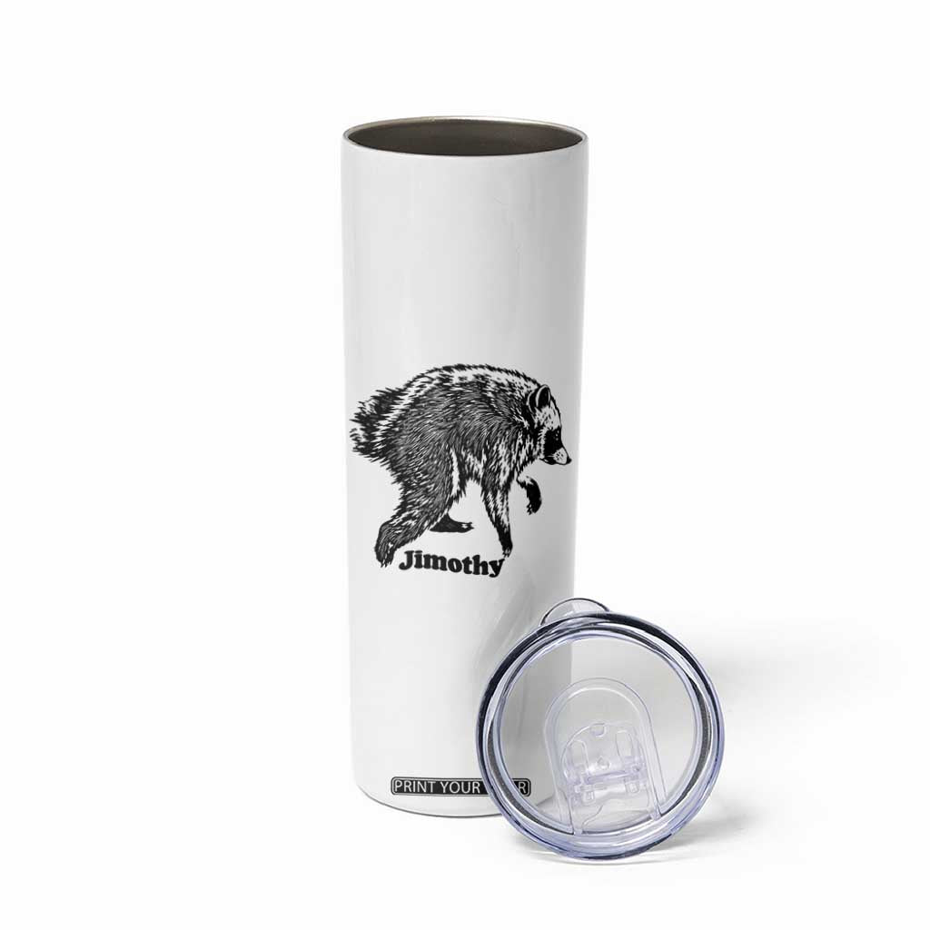 Jimothy Viral Seattle Raccoon Vintage Woodcut Style Graphic Skinny Tumbler Funny Trash Panda Wildlife Meme