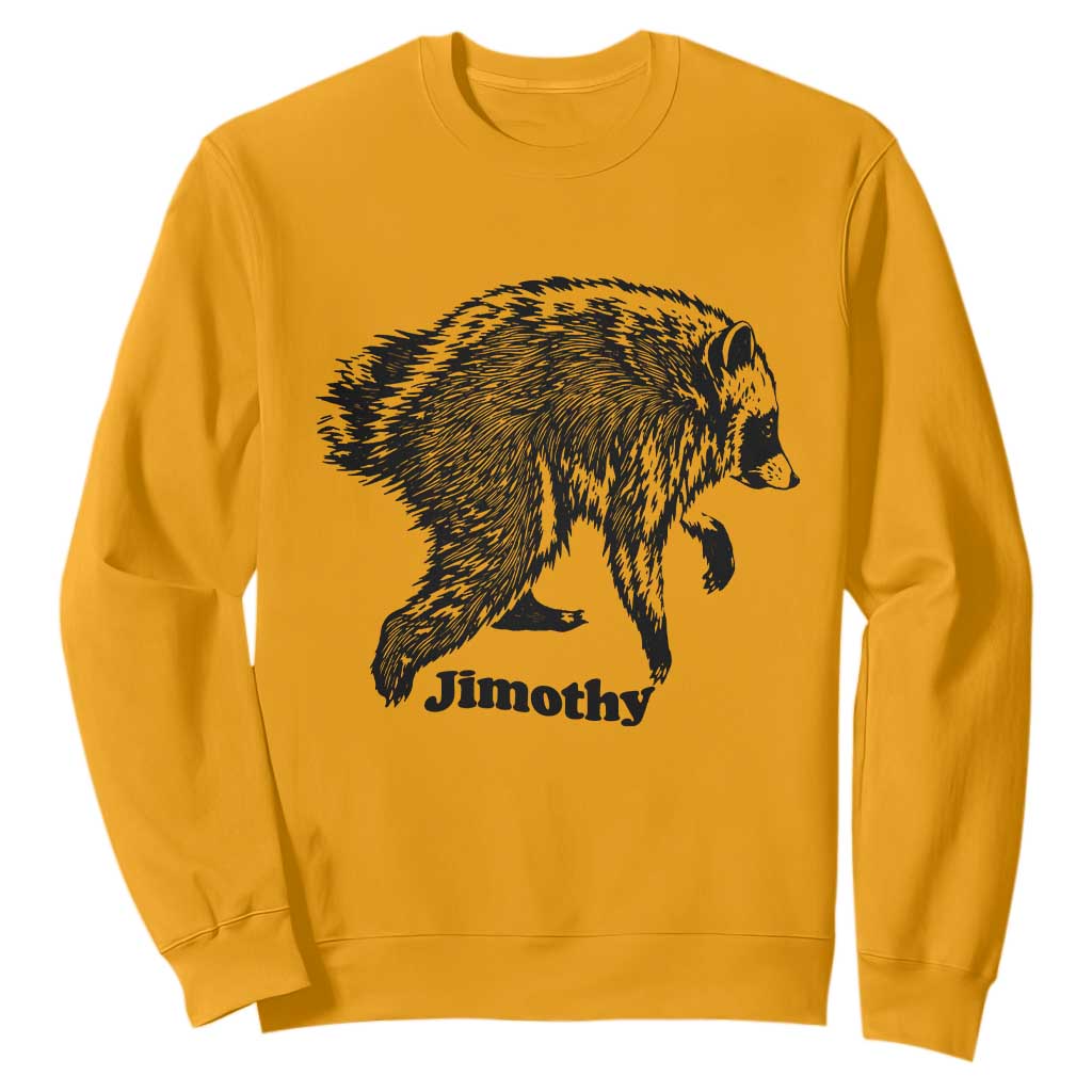 Jimothy Viral Seattle Raccoon Vintage Woodcut Style Graphic Sweatshirt Funny Trash Panda Wildlife Meme TS02 Gold Print Your Wear