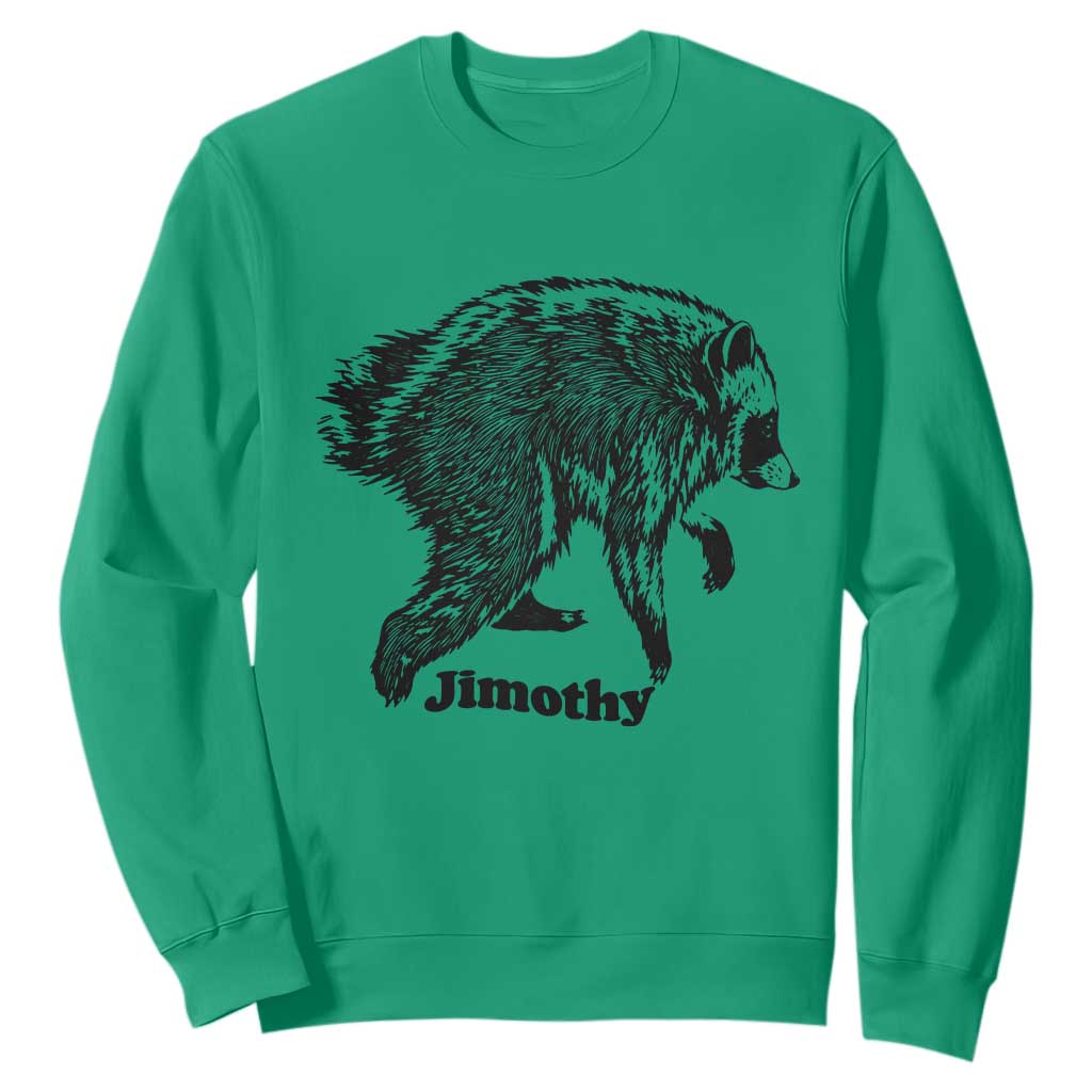 Jimothy Viral Seattle Raccoon Vintage Woodcut Style Graphic Sweatshirt Funny Trash Panda Wildlife Meme TS02 Irish Green Print Your Wear