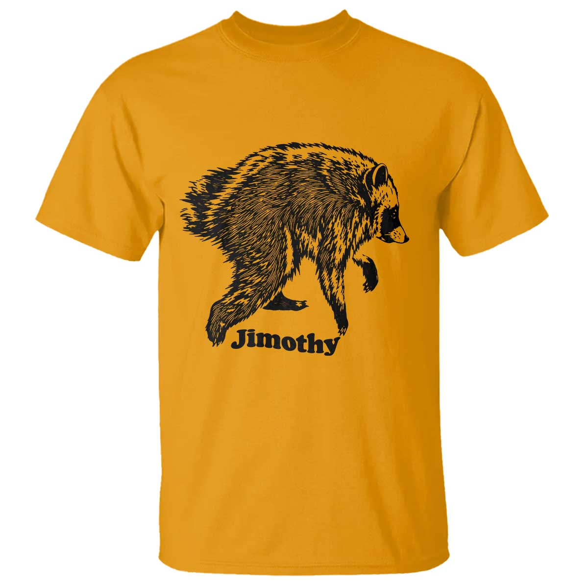 Jimothy Viral Seattle Raccoon Vintage Woodcut Style Graphic T Shirt Funny Trash Panda Wildlife Meme TS02 Gold Print Your Wear