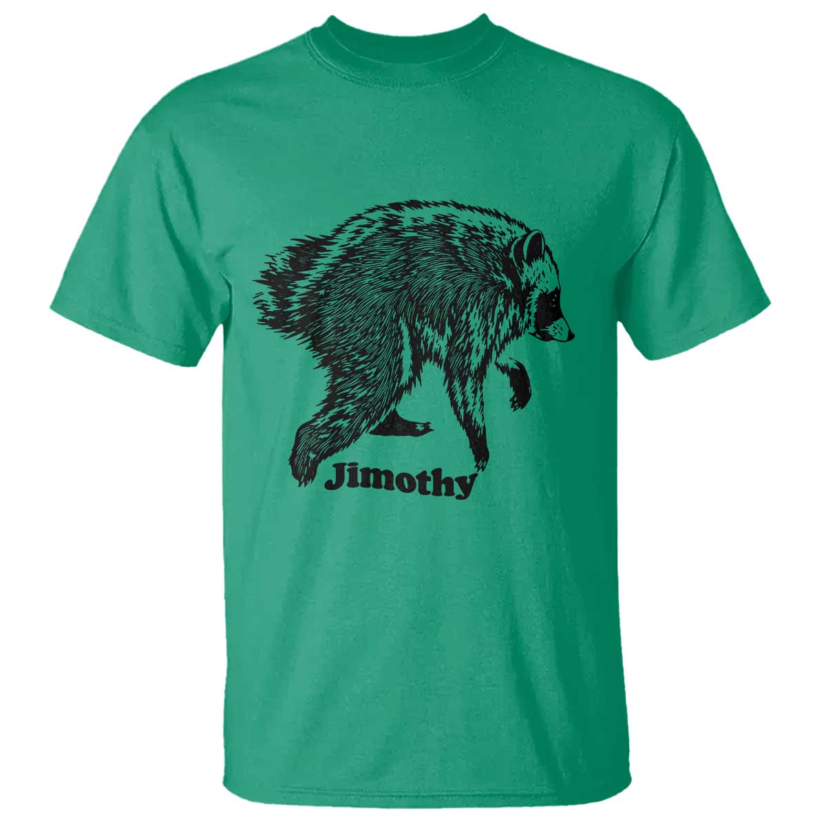 Jimothy Viral Seattle Raccoon Vintage Woodcut Style Graphic T Shirt Funny Trash Panda Wildlife Meme TS02 Irish Green Print Your Wear