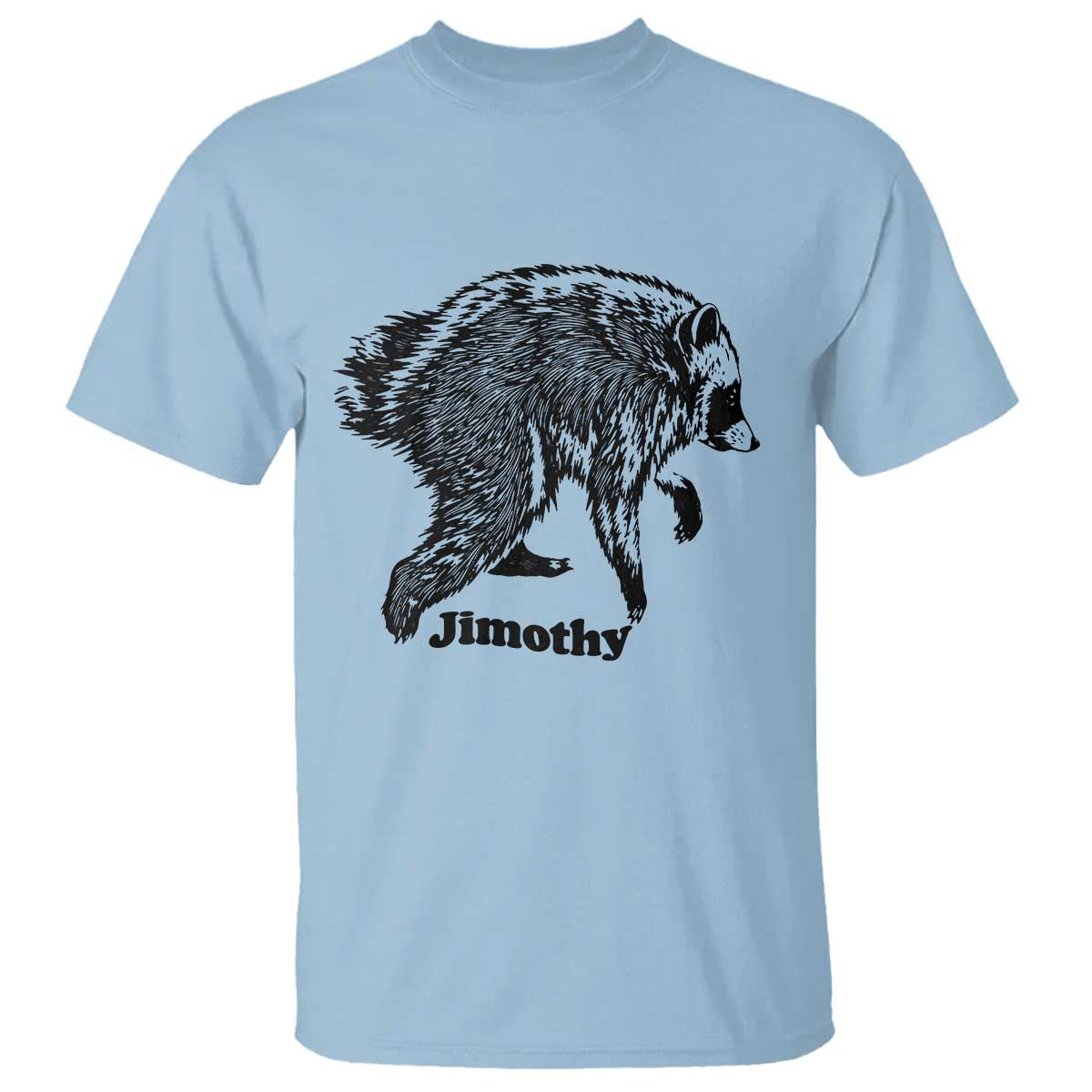 Jimothy Viral Seattle Raccoon Vintage Woodcut Style Graphic T Shirt Funny Trash Panda Wildlife Meme TS02 Light Blue Print Your Wear