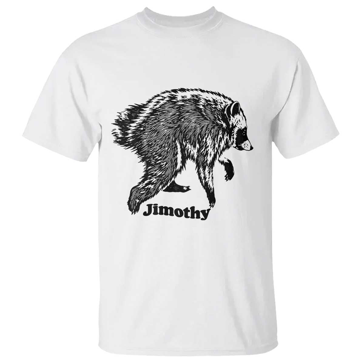 Jimothy Viral Seattle Raccoon Vintage Woodcut Style Graphic T Shirt Funny Trash Panda Wildlife Meme TS02 White Print Your Wear