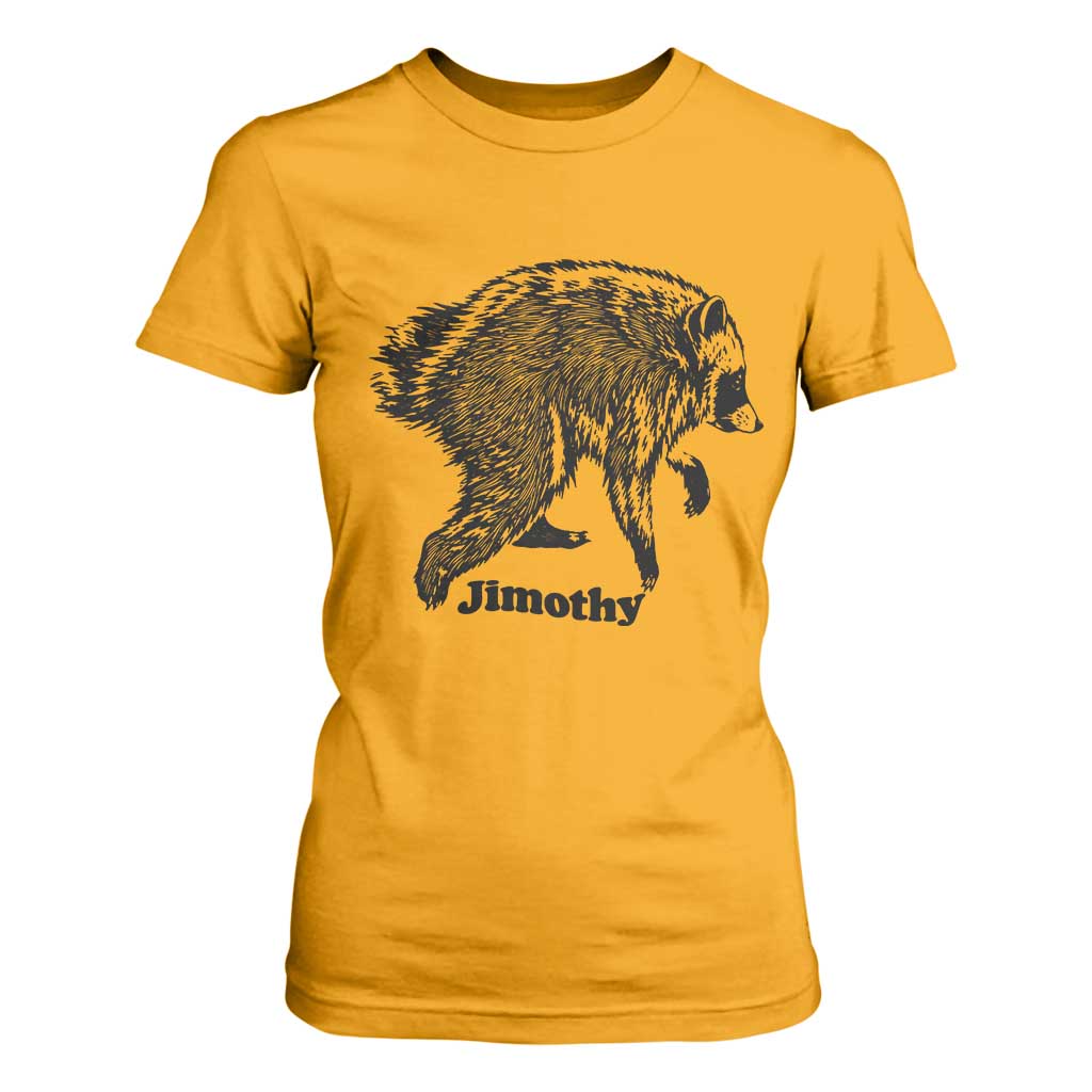 Jimothy Viral Seattle Raccoon Vintage Woodcut Style Graphic T Shirt For Women Funny Trash Panda Wildlife Meme TS02 Gold Print Your Wear