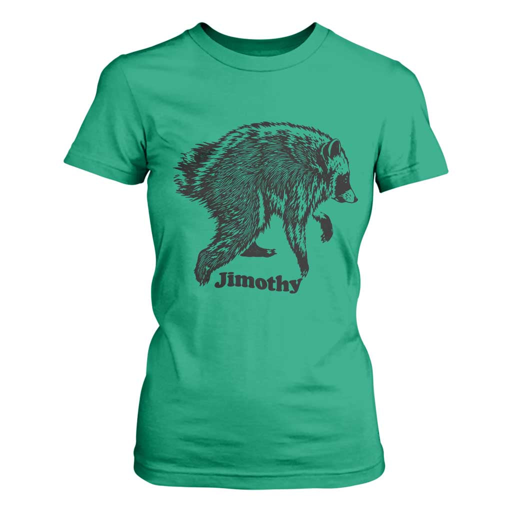 Jimothy Viral Seattle Raccoon Vintage Woodcut Style Graphic T Shirt For Women Funny Trash Panda Wildlife Meme TS02 Irish Green Print Your Wear