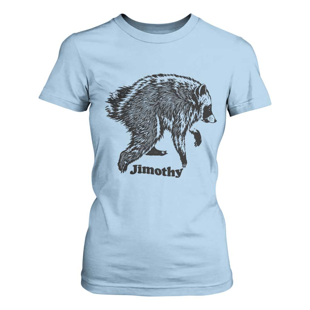 Jimothy Viral Seattle Raccoon Vintage Woodcut Style Graphic T Shirt For Women Funny Trash Panda Wildlife Meme TS02 Light Blue Print Your Wear
