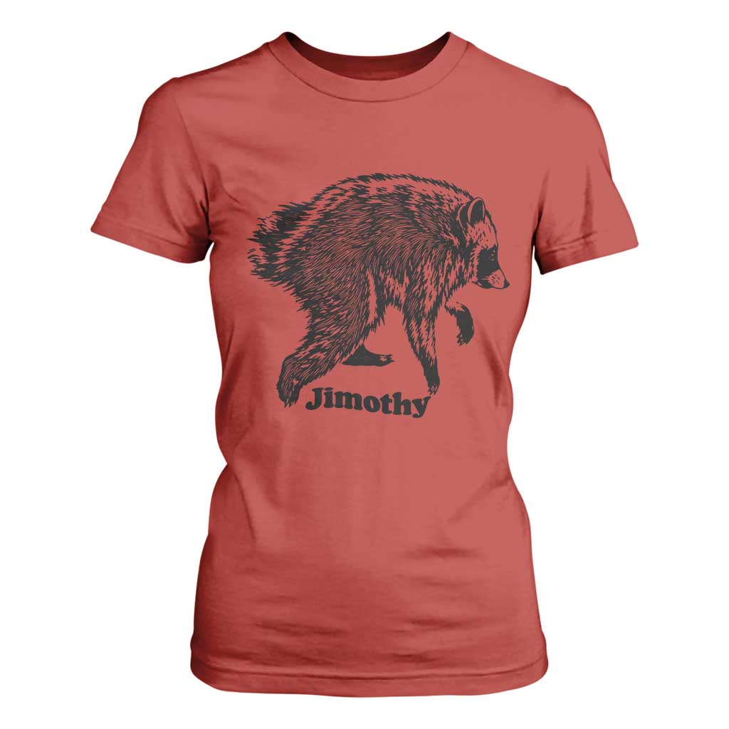 Jimothy Viral Seattle Raccoon Vintage Woodcut Style Graphic T Shirt For Women Funny Trash Panda Wildlife Meme TS02 Red Print Your Wear