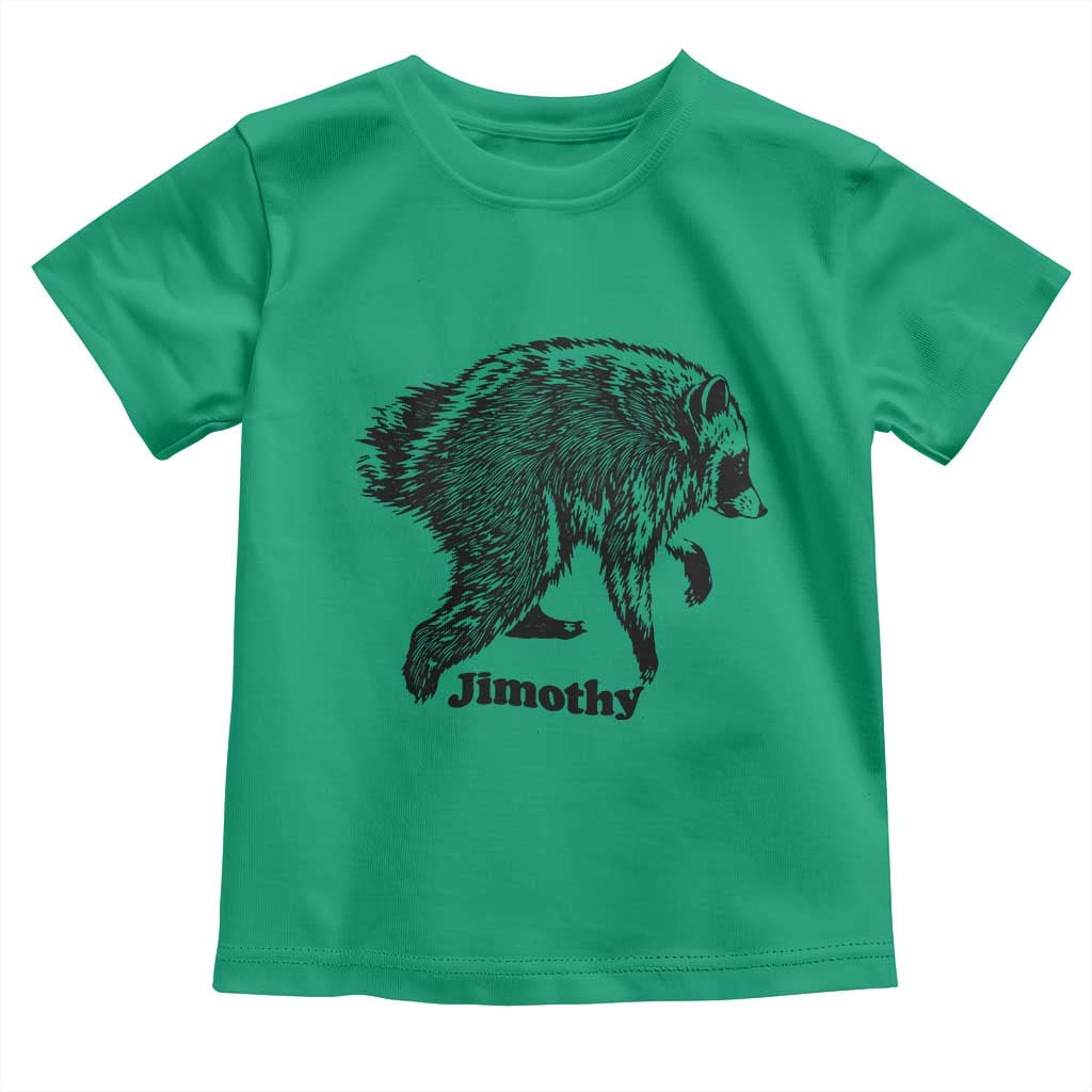 Jimothy Viral Seattle Raccoon Vintage Woodcut Style Graphic Toddler T Shirt Funny Trash Panda Wildlife Meme TS02 Irish Green Print Your Wear