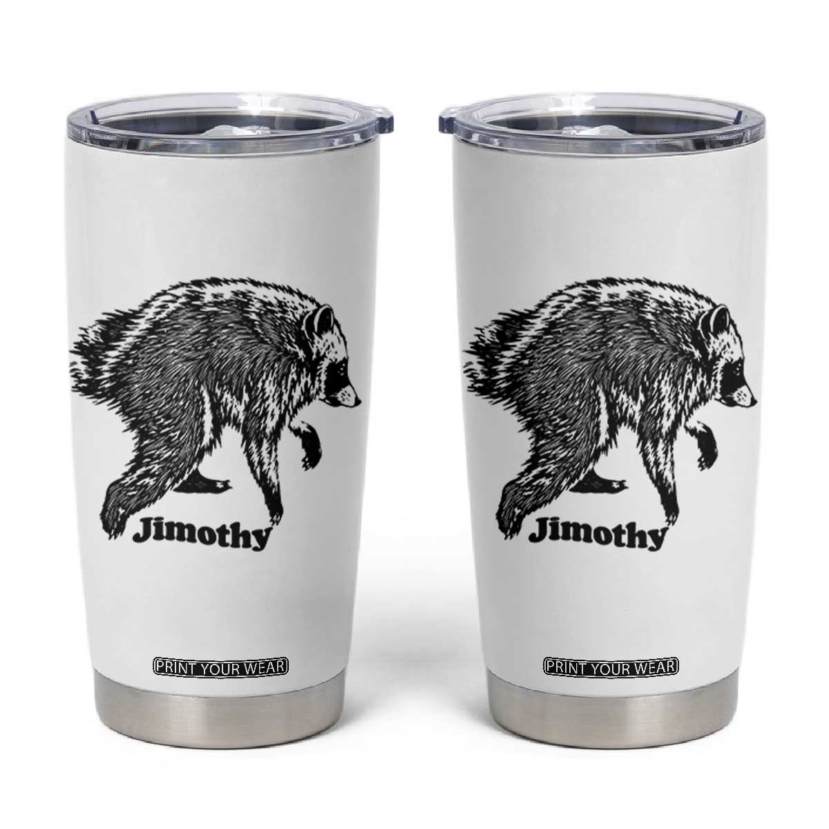 Jimothy Viral Seattle Raccoon Vintage Woodcut Style Graphic Tumbler Cup Funny Trash Panda Wildlife Meme TS02 White Print Your Wear