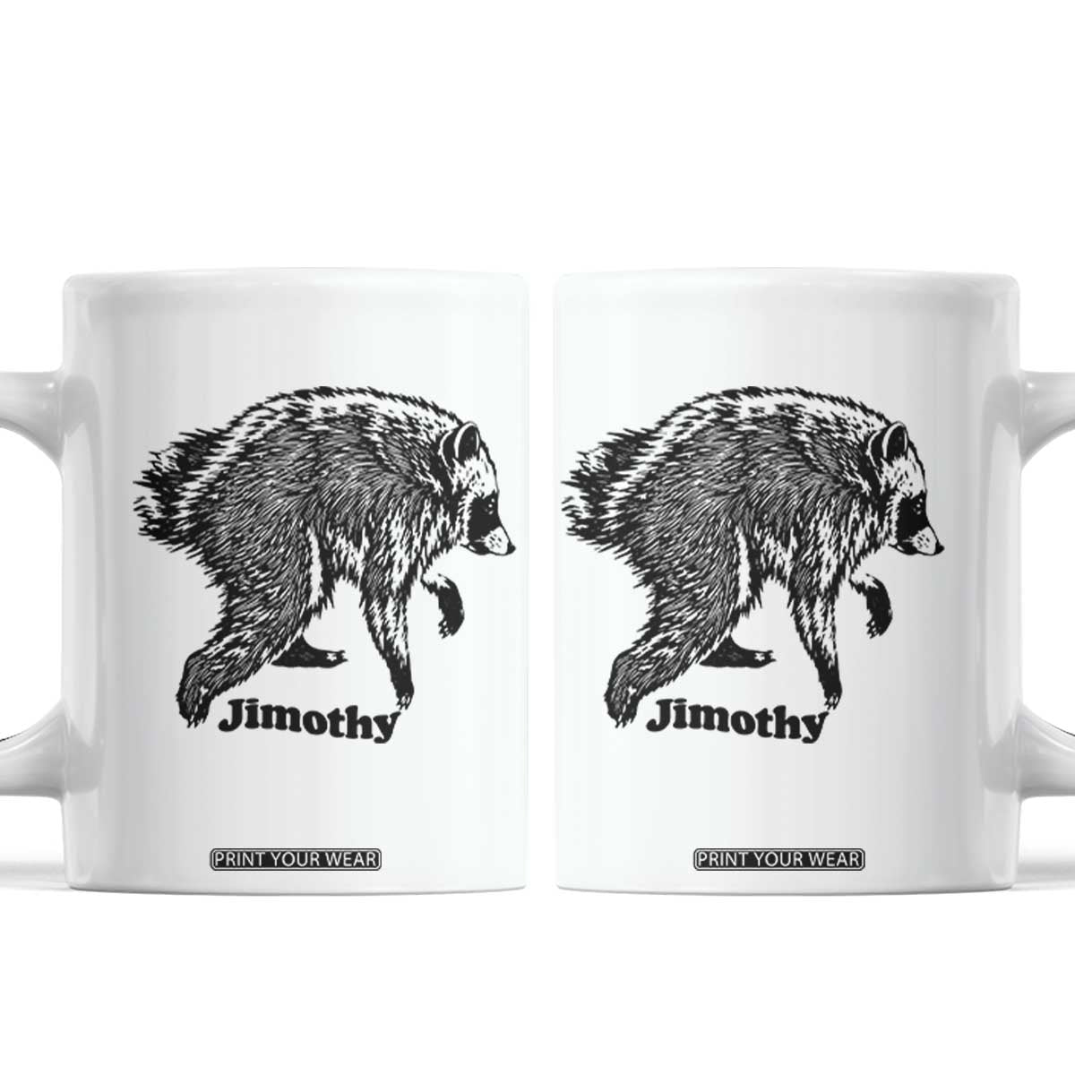 Jimothy Viral Seattle Raccoon Vintage Woodcut Style Graphic Coffee Mug Funny Trash Panda Wildlife Meme