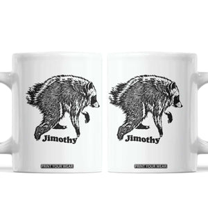 Jimothy Viral Seattle Raccoon Vintage Woodcut Style Graphic Coffee Mug Funny Trash Panda Wildlife Meme