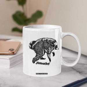 Jimothy Viral Seattle Raccoon Vintage Woodcut Style Graphic Coffee Mug Funny Trash Panda Wildlife Meme