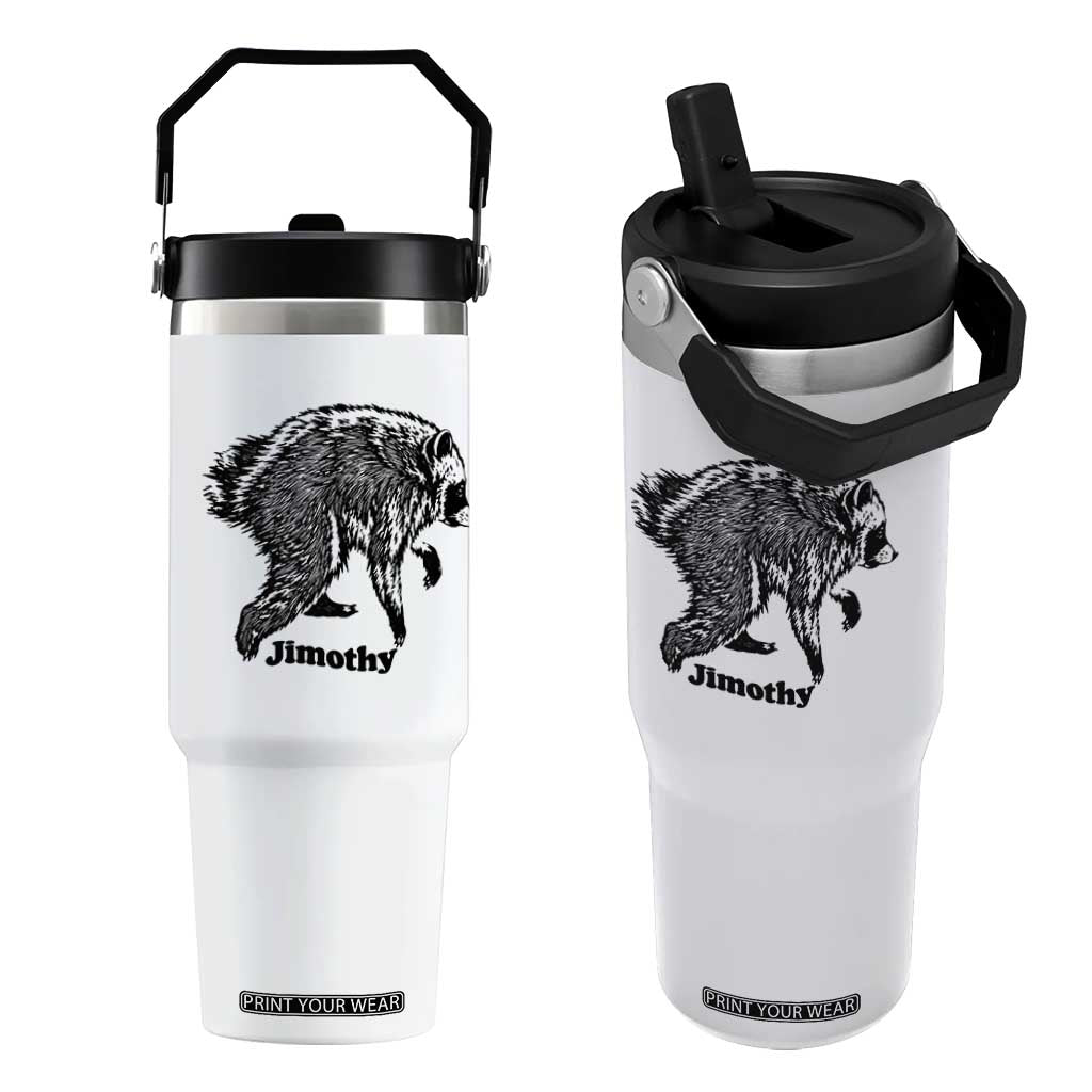Jimothy Viral Seattle Raccoon Vintage Woodcut Style Graphic Flip Straw Tumbler Funny Trash Panda Wildlife Meme TS02 One Size: 30 oz White Print Your Wear