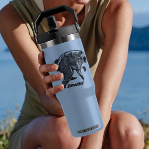Jimothy Viral Seattle Raccoon Vintage Woodcut Style Graphic Flip Straw Tumbler Funny Trash Panda Wildlife Meme
