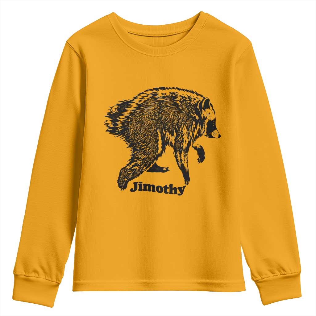 Jimothy Viral Seattle Raccoon Vintage Woodcut Style Graphic Youth Sweatshirt Funny Trash Panda Wildlife Meme TS02 Gold Print Your Wear