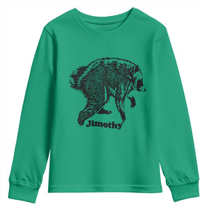 Jimothy Viral Seattle Raccoon Vintage Woodcut Style Graphic Youth Sweatshirt Funny Trash Panda Wildlife Meme TS02 Irish Green Print Your Wear