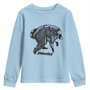 Jimothy Viral Seattle Raccoon Vintage Woodcut Style Graphic Youth Sweatshirt Funny Trash Panda Wildlife Meme TS02 Light Blue Print Your Wear