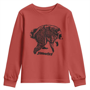 Jimothy Viral Seattle Raccoon Vintage Woodcut Style Graphic Youth Sweatshirt Funny Trash Panda Wildlife Meme TS02 Red Print Your Wear