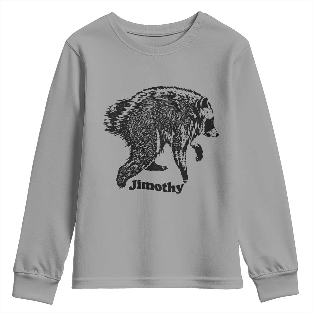 Jimothy Viral Seattle Raccoon Vintage Woodcut Style Graphic Youth Sweatshirt Funny Trash Panda Wildlife Meme TS02 Sport Gray Print Your Wear