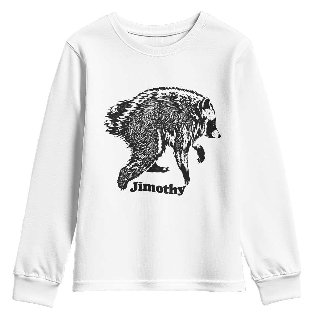 Jimothy Viral Seattle Raccoon Vintage Woodcut Style Graphic Youth Sweatshirt Funny Trash Panda Wildlife Meme TS02 White Print Your Wear